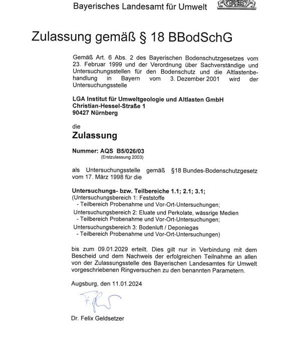 BBodSchG certification extended